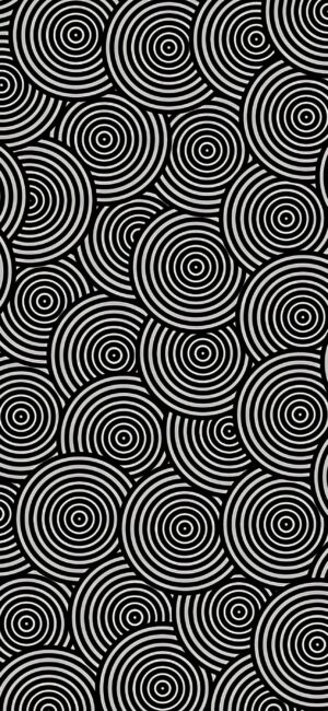 Abstract concentric circles optical illusion in black and white stripes | 4K Wallpaper for Mobile