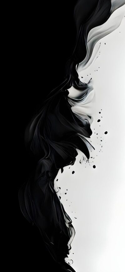 Abstract black and white design with fluid shapes and textures | 4K Wallpaper for Mobile