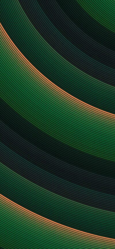 Abstract green, orange, and black curved lines create a dynamic, flowing design | 4K Wallpaper for Mobile