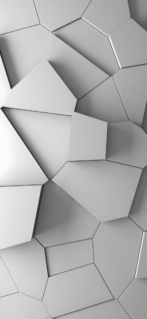 Abstract 3D geometric design in gray tones, featuring irregular polygonal shapes for a modern look | 4K Wallpaper | for Mobile