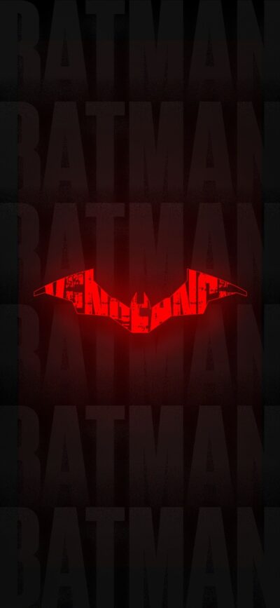 Minimalist Batman wallpaper with red bat symbol on dark background, perfect for mobile | 4K Wallpaper | Black, Red tones.