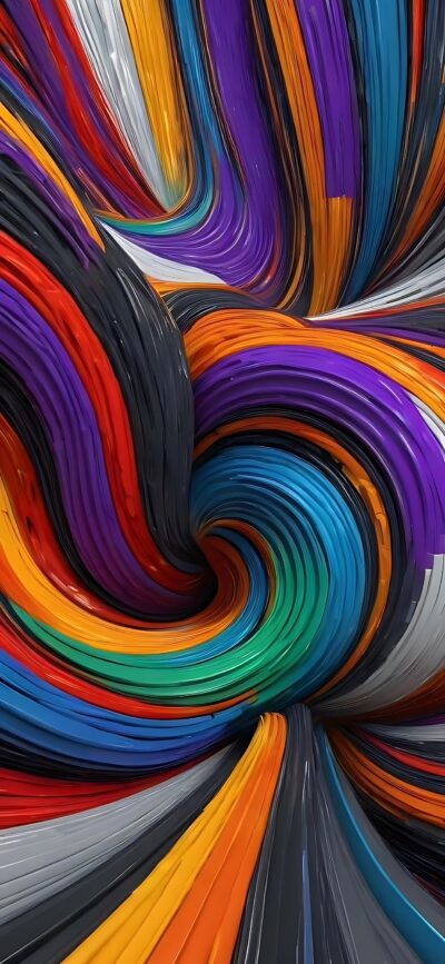 Abstract swirl pattern with vibrant, colorful lines radiating energy and movement | 4K Wallpaper for Mobile