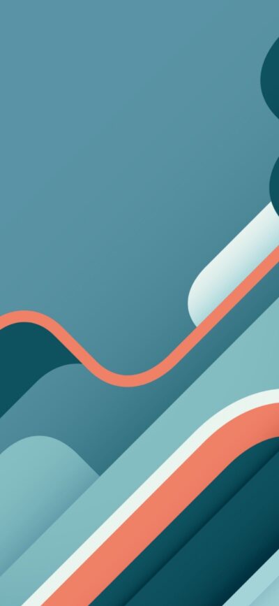 Abstract geometric pattern with smooth teal, peach, and white curves for a stylish look | 4K Wallpaper, for Mobile