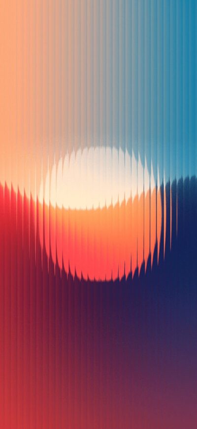 Abstract sunrise-sunset gradient with vertical lines | Primary colors: Orange, Blue, White | 4K Wallpaper | for Mobile