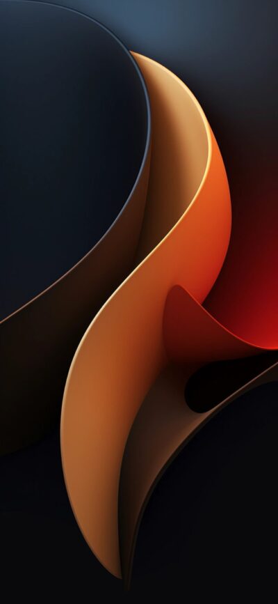 Abstract design with dark to warm gradient colors, creating depth and motion | 4K Wallpaper, for Mobile