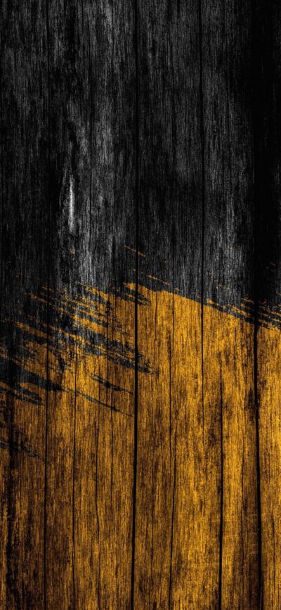 Rustic wooden texture with abstract black and yellow shades. Ideal for mobile use. | 4K Wallpaper for Mobile