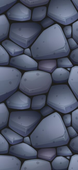 Seamless pattern of polished cartoon-style stones in gray and blue shades, ideal for decorative backgrounds | 4K Wallpaper for Mobile