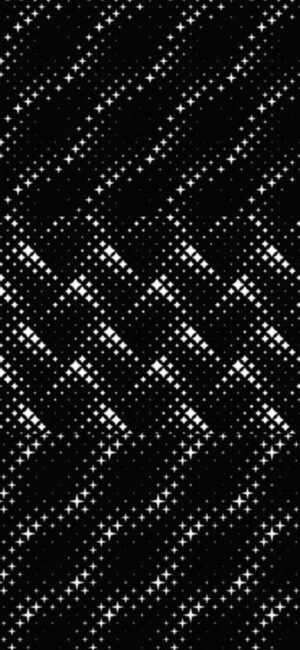 Abstract geometric pattern with white dots on black background, dynamic star-like visual | 4K Wallpaper for Mobile