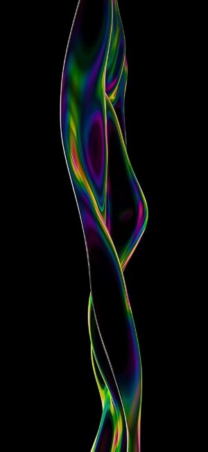 Abstract, twisted multicolored spectrum on a black backdrop creates a mesmerizing effect | 4K Wallpaper, for Mobile | Black, Rainbow