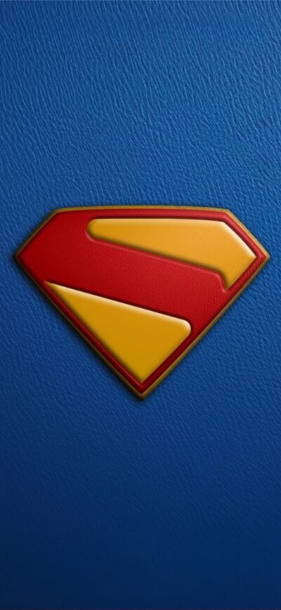 Superman logo on textured blue backdrop with classic red/yellow colors, symbolizing strength and heroism | 4K Wallpaper for Mobile