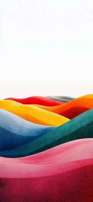 Abstract colorful waves resembling a vibrant landscape, creating motion and fluidity | 4K Wallpaper for Mobile