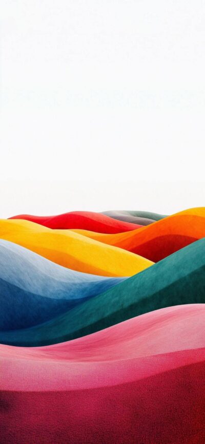 Abstract colorful waves resembling a vibrant landscape, creating motion and fluidity | 4K Wallpaper for Mobile