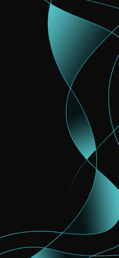 Abstract teal lines and curves on black background creating a sleek modern design | 4K Wallpaper for Mobile