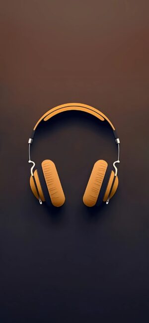 Orange headphones on dark background | Modern, minimal design | 4K Wallpaper for Mobile | Orange, Black, Technology, Minimalism, Music