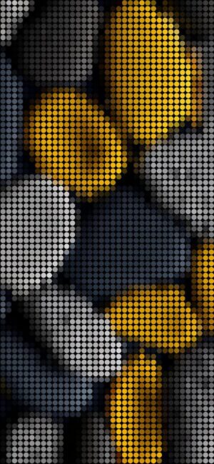 Abstract gray and yellow circular mosaic pattern creating a modern, minimalistic effect | 4K Wallpaper for Mobile