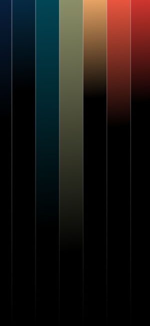 Abstract design with vertical gradient stripes in blue, teal, olive, orange, and red on a black background | 4K Wallpaper for Mobile