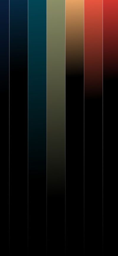 Abstract design with vertical gradient stripes in blue, teal, olive, orange, and red on a black background | 4K Wallpaper for Mobile