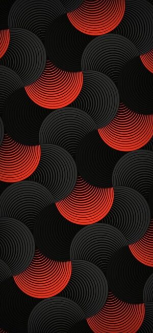 Abstract black and red semi-circles create a modern geometric design | 4K Wallpaper for Mobile