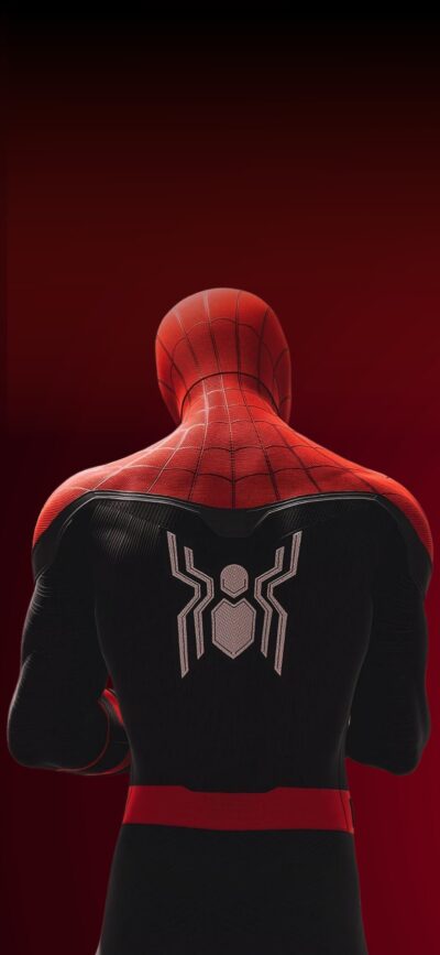 Spiderman in iconic suit with spider emblem on deep red background | 4K Wallpaper for Mobile | Red & Black | Spiderman, Superhero, Marvel