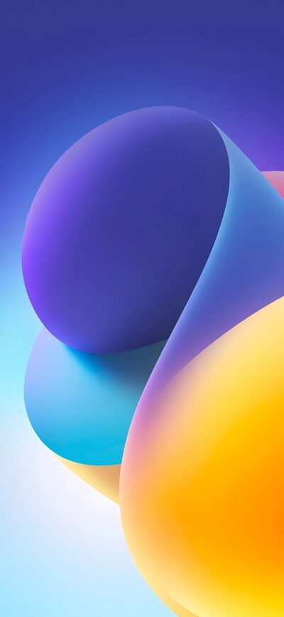 Vibrant abstract wallpaper with smooth curved shapes blending blue, purple, and yellow gradients for a soothing modern look | 4K Wallpaper, for Mobile