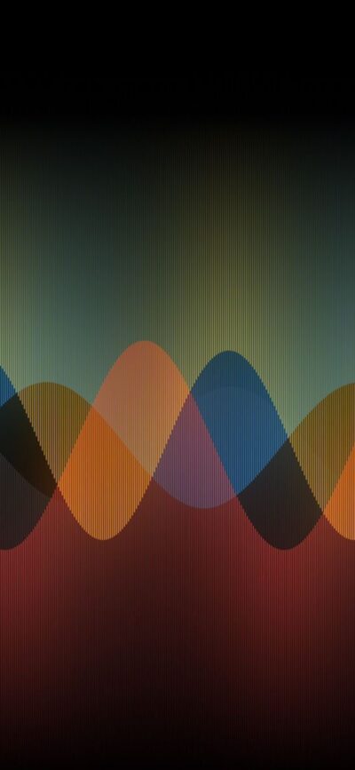 Abstract design with colorful wavy patterns and arcs on a gradient background | 4K Wallpaper for Mobile