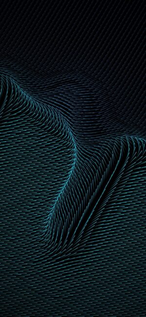 Abstract dark teal and black wave-patterned 4K wallpaper for mobile, exuding motion and depth with intricate lines and textures.