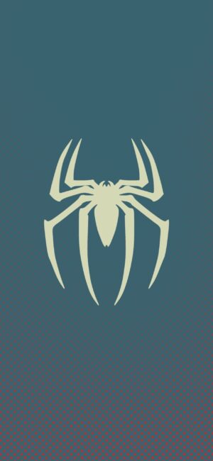 Spider-Man spider emblem on a textured teal background | 4K Wallpaper, for Mobile | Teal, red colors. Explore superhero, Marvel themes.