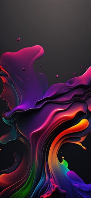 Vibrant abstract design with swirling patterns in bright colors set against a dark background for mobile | 4K Wallpaper.