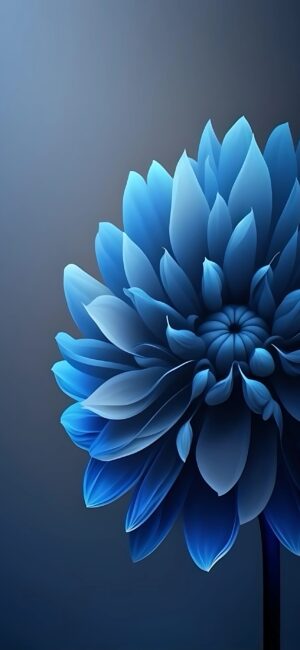 Blue flower with layered petals on gradient backdrop, showcasing elegance and symmetry | 4K Wallpaper for Mobile