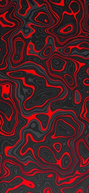 Abstract red and black swirl pattern resembling topographic lines | 4K Wallpaper for Mobile