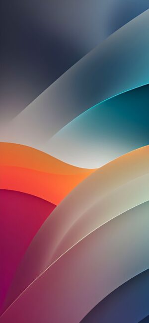 Vibrant abstract design with smooth curves in blue, teal, orange, and pink for a modern artistic look | 4K Wallpaper for Mobile