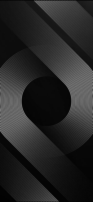 Abstract black and white geometric design with elegant curved lines | 4K Wallpaper for Mobile