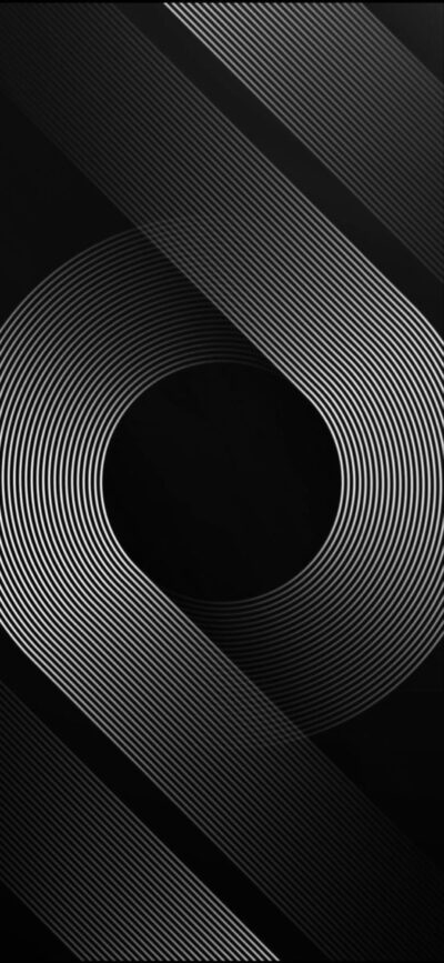 Abstract black and white geometric design with elegant curved lines | 4K Wallpaper for Mobile