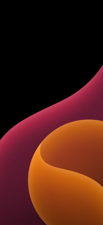 Abstract wallpaper with flowing gradient shapes in orange and maroon on a black background | 4K Wallpaper for Mobile