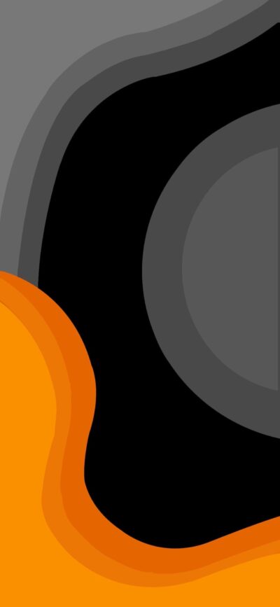 Abstract design with orange, black, and gray layers creating a dynamic effect | 4K Wallpaper for Mobile.