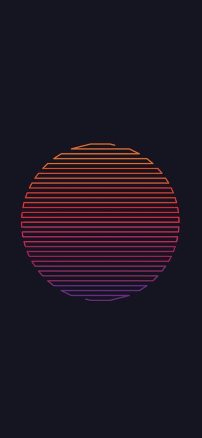 Minimalist circular gradient wallpaper in sunset hues from orange to purple on a dark background, abstract retro-futuristic style | 4K Wallpaper for Mobile