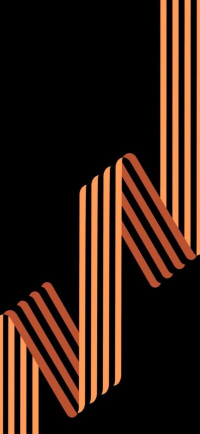 Abstract zigzag design with bold, orange lines on black; geometric, modern style | 4K Wallpaper for Mobile