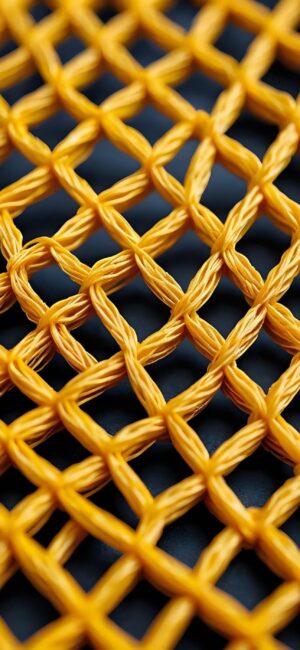 Yellow rope woven pattern on dark background, with abstract geometric design | 4K Wallpaper for Mobile