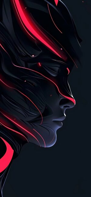 Futuristic abstract wallpaper featuring a faceless humanoid profile with red and black streaks for mobile | 4K Wallpaper.