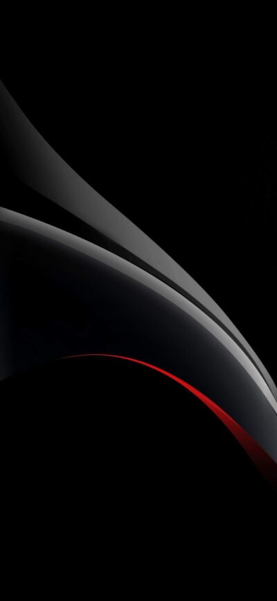 Abstract design with smooth black, gray, and red curves for a modern aesthetic | 4K Wallpaper for Mobile