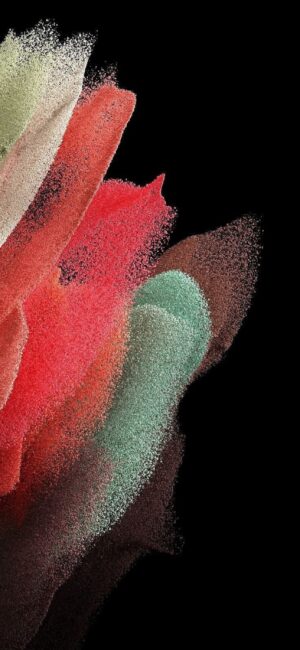 Abstract splash of red, green, and earthy colors on black background | Modern artistic texture for Mobile | 4K Wallpaper