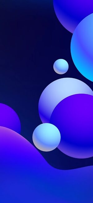 Abstract blue and purple gradient spheres on a dark background, creating depth and dimension | 4K Wallpaper, for Mobile