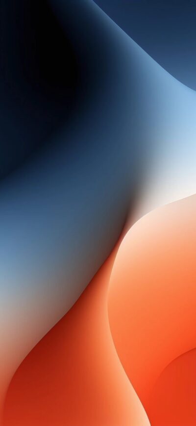 Abstract design with flowing curves in navy, white, and orange gradients, creating a soothing effect | 4K Wallpaper for Mobile