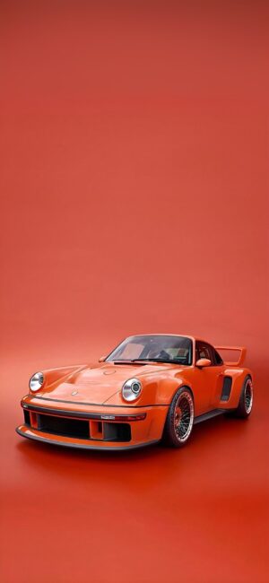 Orange sports car with sleek design on matching background | 4K Wallpaper for Mobile | Orange, Car, Vehicle, Abstract Categories