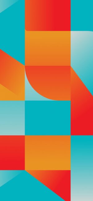 Vibrant abstract design with geometric shapes in red, orange, and blue for a dynamic modern look | 4K Wallpaper for Mobile