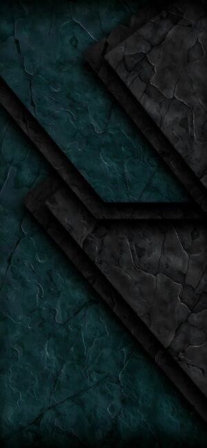 Abstract geometric patterns in textured dark teal and black hues for a modern look | 4K Wallpaper, for Mobile