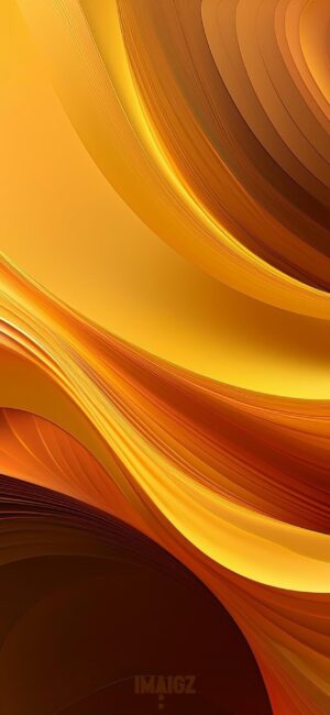 'Abstract design with flowing curves in warm yellow, orange, and brown gradients for vibrant visuals | 4K Wallpaper | for Mobile'