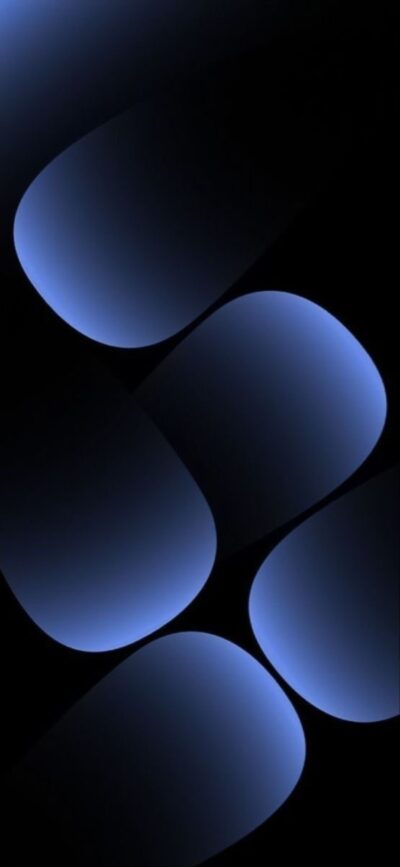 Abstract design with smooth, rounded shapes in dark and light blue gradient on a black background | 4K Wallpaper for Mobile