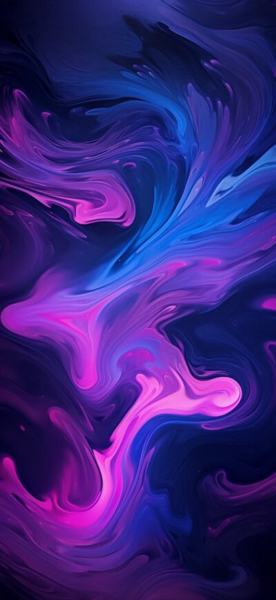 Abstract swirling patterns in vibrant blue, purple, and pink shades | 4K Wallpaper for Mobile