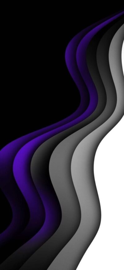 Abstract wavy layers design in black, purple, and gray | Modern aesthetic | 4K Wallpaper, for Mobile